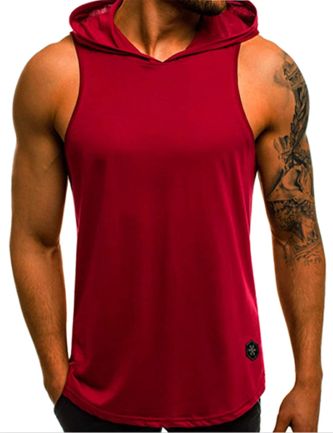 Hirigin 2022 Men Gym Clothing Bodybuilding Stringer Hoodie Tank Tops Muscle Hooded Shirt Vest Solid Sleeveless Hooded Tank Tops